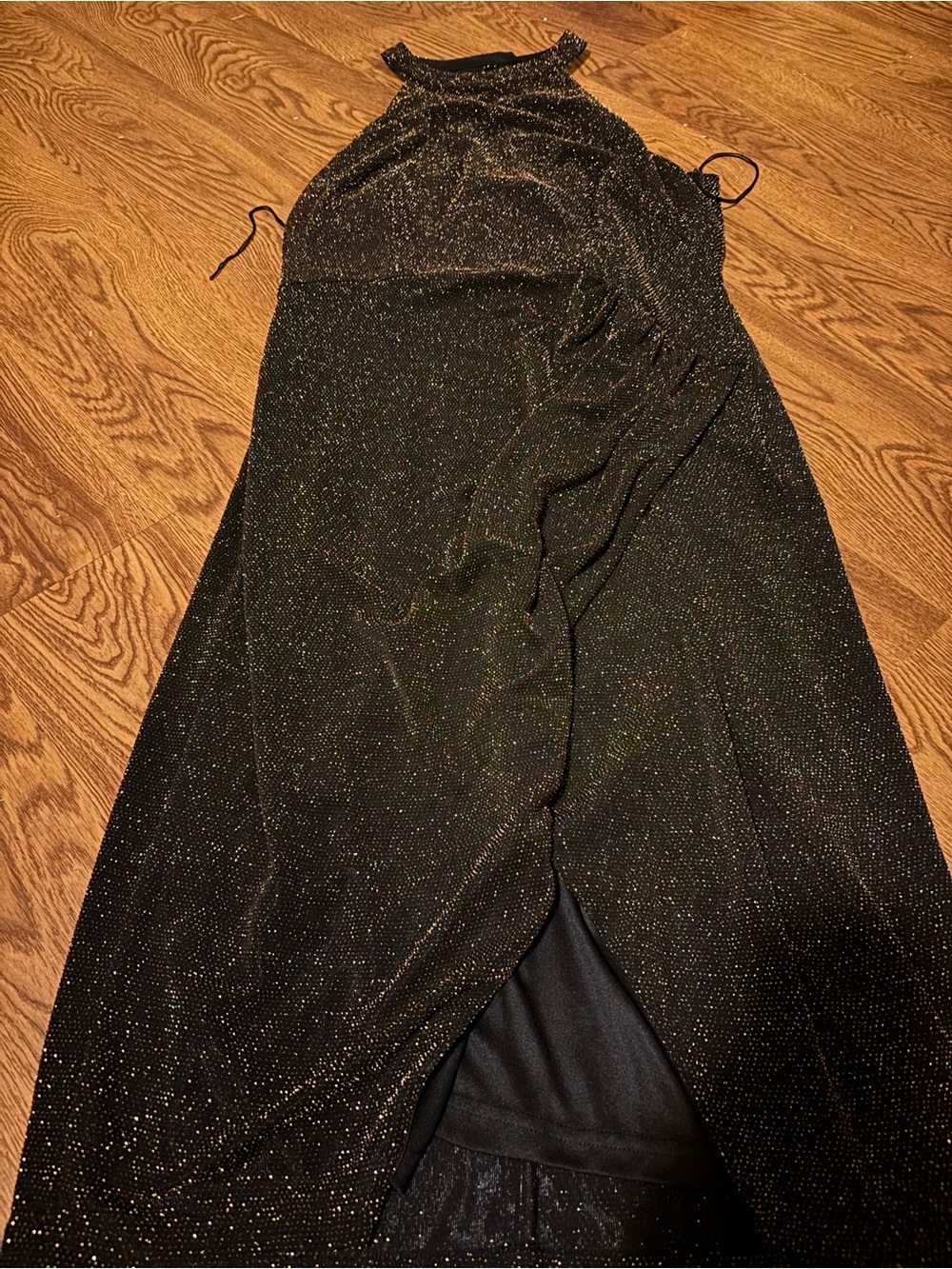 Gianni Bini Black Sparkle High-Low Halter Dress